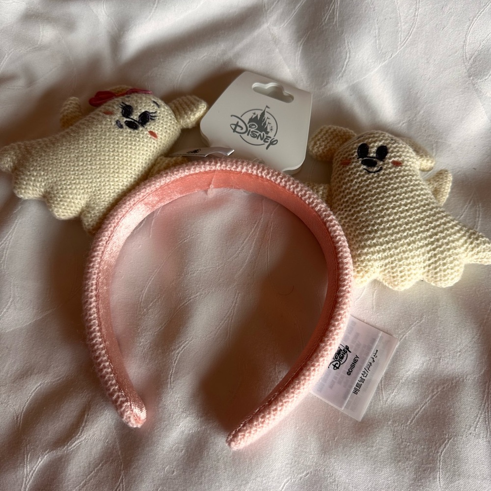 Disney Cream Ghost Headband with Pink Band